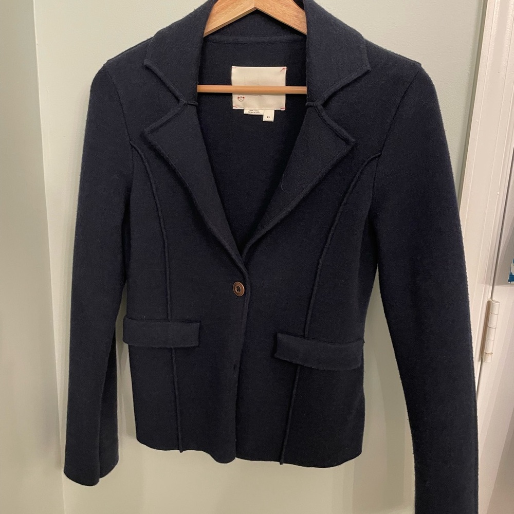 Anthropologie Navy Blue Women's knit Blazer